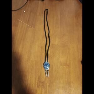Western Blue Stone Oval Bolo Tie with Teal Enamel Western Ties Rodeo